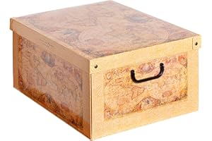 Lavatelli Caja organizadora de almacenamiento ropa, para almacenaje decorativa en carton, 40x50x25 cm, para armario, baul, zapatos, calcetines, juguetes, regalo, con tapa, MAPA