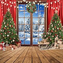Hilioens Weihnachts-Fotohintergrund – 2,15x1,5 M, Mit Holzboden, Schnee & Weihnachtsbaum – Aus Polyester Für Feiern & Fotos