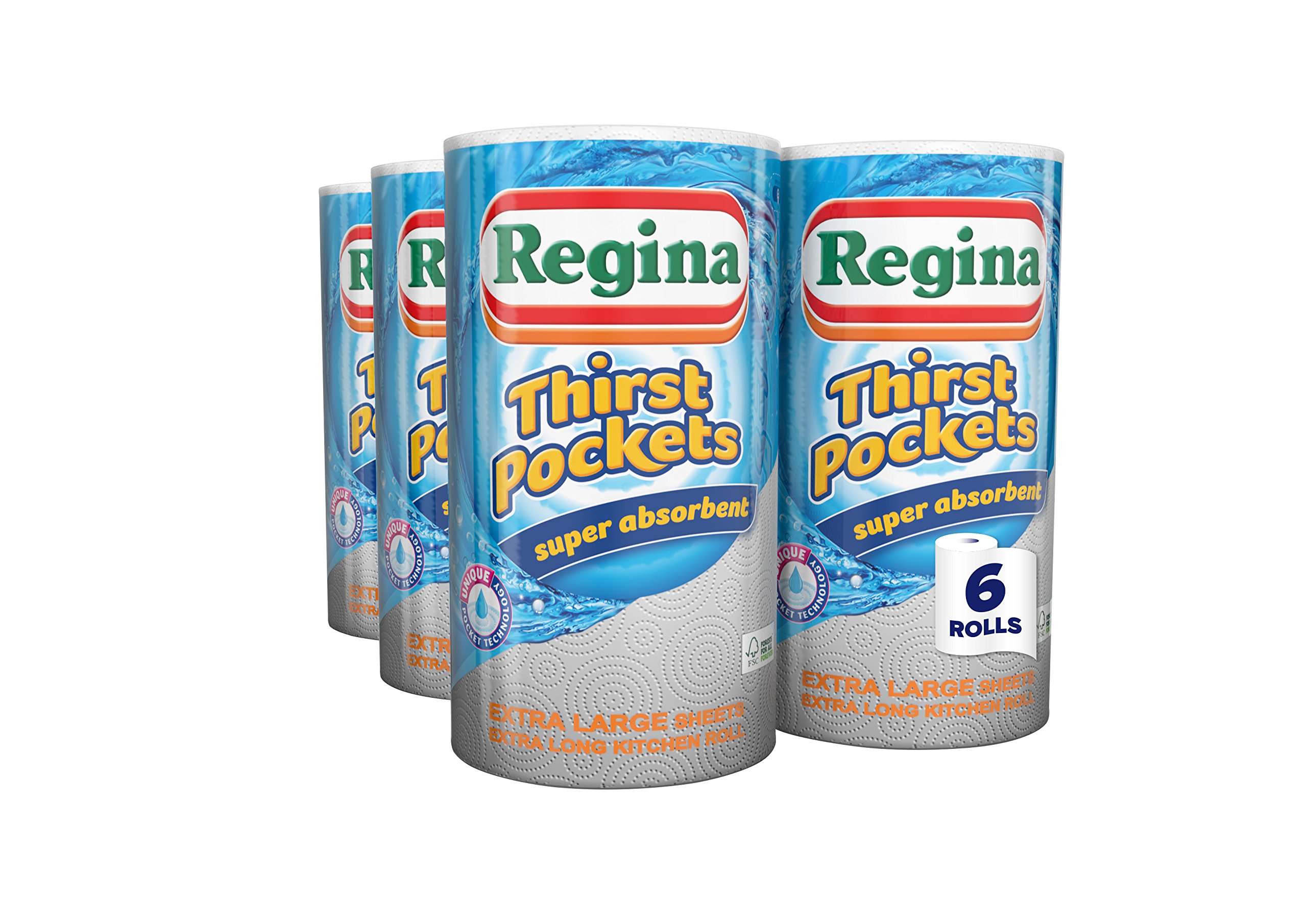 Regina Thirst Pockets Kitchen Towels, Large, Pack of 6 Fresh Store Shop