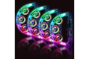 MUSFUNNY LED Light Up Musical Tambourines: Handheld Music Flashing Tambourine Glow In The Dark Party Supplies - Led Tambourines Percussion Instrument for Bar Christmas Halloween (White, 4 PCS)