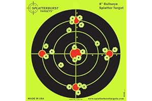 Splatterburst Targets - 20,3 cm Bullseye reaktives Schießziel, erscheint leuchtend fluoreszierend gelb bei Aufprall - Pistole - Gewehr - Pistole - Airsoft - BB Gun - Pellet Gun - Luftgewehr