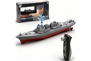 HUAJUN Pilot zdalnego sterowania 2,4 GHz, okręt wojenny, mały okręt wojenny, pilot zdalnego sterowania, zabawka wodna, model niszczyciela