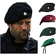 NOSAJO Men's Wool Beret Cap (Pack Of 1) (KE_STAR_BLACK_CAP_Black_Free Size)