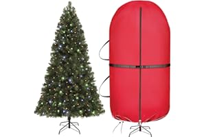 ‎VERONLY Aufrechte Christbaum-Aufbewahrungstasche mit verstellbaren Tragegurten, Christbaum-Abdeckhülle mit Reißverschluss und Zugband für 2,30 m 7,5 Fuß künstlichen Baum stehend mit Schmuck staubdicht(Rot)