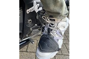 MaxxCo Hand Crafted Genuine Leather Motorcycle Shoe Protector Gear Lever Crease And Damage Protection (Slim Version) (Charcoal)