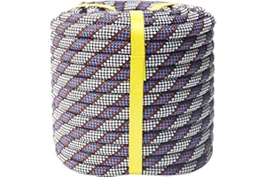 CRAYZA Double Braided Polyester Rope (1/2 in x 50 ft) Strong Arborist Rigging Rope 48 Strands for Tree Work Climbing Pulling Sailing, Black/White