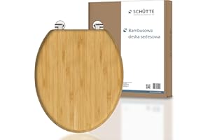 SCHÜTTE Deska sedesowa BAMBOO z litego drewna bambusowego, deska sedesowa wykonana z drewna bambusowego, pasuje do wszystkich dostępnych na rynku muszli klozetowych