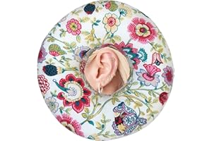 HEAL N HOPE Piercing Pillow Ear Pillows Floral Print Donut with Hole for Ear Pain CNH, Piercing, Pain Relief Sleeping, Pressure Sore, Side Sleepers, Headphones (Sunflower)