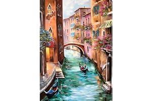 EOBROMD Diamond Painting Kit Completo Paisajes, Ciudad Sobre el Agua Pintura de Diamante Adultos Niños, Punto de Cruz Diamante, Cuadro Diamante Art Rhinestones Bordado para Decoración Hogar 30x40cm