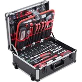 Meister 8971440 Tool Trolley 156 Piece Tool Set with Wheels Telescopic Handle Mobile Tool Box on Wheels Tool Box Fully Filled