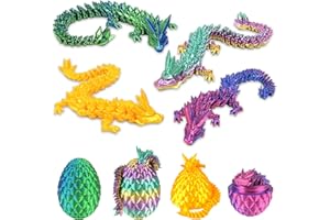 Audasi Huevo de Dragón, 4Pcs Totalmente Articulado Dragón de Cristal con Huevo de Pascua Huevos de Dinosaurio Sorpresa Articulaciones Flexibles Misterio Dragón Figuras de Acción Dragon Egg
