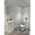 DBS Bathrooms White Marble 8mm PVC Bathroom Wall Panels, Shower Wet Wall, Kitchen Cladding (6 Panels)
