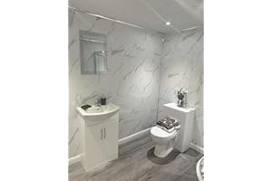 DBS Bathrooms White Marble 8mm PVC Bathroom Wall Panels, Shower Wet Wall, Kitchen Cladding (6 Panels)