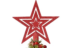 ARDFFA Rot Glitzernde Weihnachtsbaumspitze Stern, Glänzenden Christbaumspitze Festlicher Weihnachtsstern für Tannenbaumdekoration, Party Dekoration, Weihnachtsfeier & Geschenkidee
