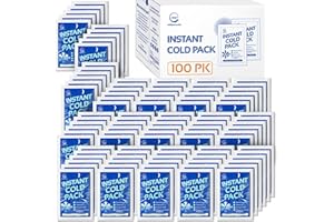 ALLSETT HEALTH 100 Packs - Instant Cold Pack - Disposable Instant Ice Packs for Injuries | Cold Compress Ice Pack for Pain Relief, Swelling, First Aid, Toothache, Perineal Ice Packs for Postpartum, 6 x 4.5 in