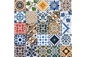 IL MAGHREBINO 25 Mattonelle Premium Selection in Ceramica Smaltata - Rainbow Colors - 10x10 cm spessore 0,6 cm - Mattonelle Tunisine realizzate con Serigrafia Artigianale - Adatte a rivestimento