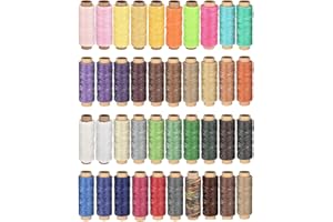 Yayatty 40 Colores Cuero Encerado Hilo de Hilo 392 Yardas 150D Hilo de Costura de Costura para Artesanía en Cuero Artesanía de Costura DIY
