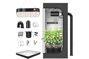 TOPRON Juego Completo de Tienda de Cultivo con Lámpara LED de Espectro Completo de 200W Regulable, Kit de Tienda de Cultivo de 80x80x180cm Juego Completo de Tienda de Cultivo Hidropónico Completo