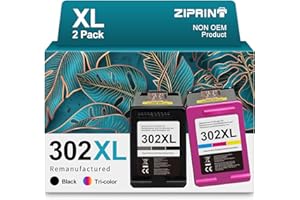 ZIPRINT 302XL Cartouches d'encre Remplacement pour Cartouche HP 302 XL Noir et Couleur pour HP Deskjet 3630 3639 Officejet 3831 5230 Envy 4520 4525(2-Pack)