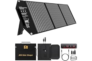 Mesuvida 30W Solar Ladegerät, Solarpanel Faltbar mit 5 Anschlüssen, 18V MC4 höhere Leistung /18V DC/QC 3.0 USB-A und USB-C(PD 18W), USB Solarpanel mit Ständern Tragbare Solarpanels für Camping
