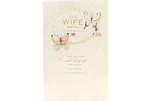 UK GREETINGS Kartka urodzinowa dla żony - kartka urodzinowa dla niej - sentymentalna kartka urodzinowa - kartka urodzinowa z motylem