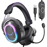 FIFINE Kablolu USB Oyun Kulaklığı: 7.1 Surround Ses - Canlı &Ouml;zelleştirilebilir RGB - Oyun/Sohbet Dengesi, PC, PS5/PS4, Diz&uuml;st