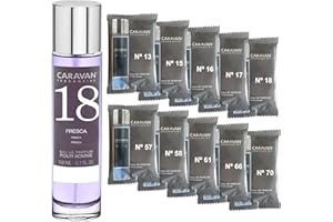 CARAVAN FRAGANCIAS Perfume de Hombre Nº18 de 150 ml + Set de 10 Viales de Fragancias Masculinas distintas de Caravan para descrubir nuevos aromas