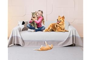 Loiion Odporny na zarysowania ochraniacz na meble, odporny na zarysowania, wodoodporny antypoślizgowy pokrowiec na sofę, przyjazny dla zwierząt, Pokrowiec na sofę 3-osobową, 380X230cm, beż