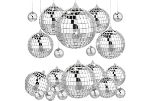 Sunshine Smile - Lot de 12 Boules à Facettes Argentées, Boules Disco pour Fête, Décorations de Noël