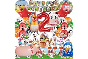 SWOKKTS Decoración Cumpleaños Granja de Zenon 2 Años, Globos de Cumpleaños Granja de Zenon, Globos para Cumpleaños Niño Niña 2 Años, Infantiles Decoracion Animales Granja (Decoracion Granja de Zenon 2 Años)