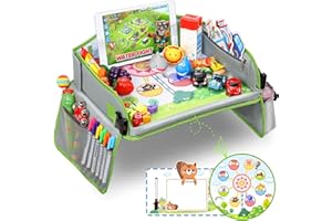 lenbest Plateau Voiture - Fond de Grande Roue Plateau de Voyage Enfants pour Siège Voiture et Poussette Voyage Aérien - Bonus avec 1 * Ardoise Magique Tableau et 1 * Stylo Effaçable