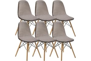 KELUINA Dining Chairs Covers Set of 2/4/6,Style Shell Dining Chair Mid Century Modern Chair Sipcover,Upholstered Dining Accent Side Chair Covers (Taupe,6 PCS)