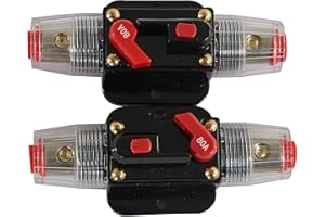 KITLETSUIT Automatiksicherungshalter, Inline Auto Leistungsschalter 12V-24V DC, Manuellen Reset Schalter für Car Audio Solar Inverter Systemschutz (80A)