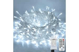 LITYBY String Lights Mains Powered,120LED 15M/49ft Fairy Lights Plug in,8 Modes Remote Control Garden Lights Waterproof, Indoor/Outdoor for Bedroom,Wedding,Party,Christmas Decorations(Cold White)
