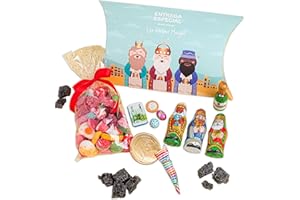 ONZA DULCE Y SALADO SWEET & SALTED Onza Chuches y Chocolates de Navidad para regalar. Caja de los Reyes Magos misteriosa rellena de un surtido de dulces para niños y adultos. Cesta Navideña envuelta con un pack de chuches y chocolates.