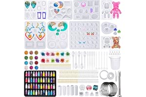 HEPAZ Kit di Stampi in Resina,Stampi Resina per Orecchini,in Polvere Glitterata, per Creare Gioielli in Resina,Stampo Silicone Resina Gioielli
