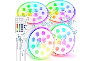 Czemo Unterwasser Licht Wiederaufladbar LED Poolbeleuchtung mit Magnet Poollicht mit Fernbedienung IP68 LED Wasserdicht für Pool Teich Aquarium Beleuchtung (Mehrfarbig-4 Stück)