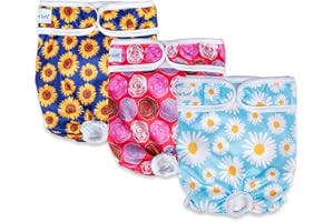 Pet Soft Dog Nappies Female - Washable Female Period Pants for Dogs Pets, Incontinence Reusable Dog Diapers 3Pack