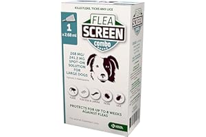 FLEA SCREEN combo Large Dog (1 Pipette): Flea Treatment for Dogs - Kills Fleas, Flea Eggs & Ticks - Provides 4 Weeks Flea and Tick Treatment for Large Dogs (20-40kg).