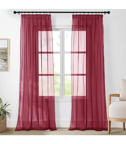Penati-d 'Voile di Doppia Tenda Ring N. 25, Extra Lungo con Passanti 140 * 285, Poliestere, Marrone, 140 * 285