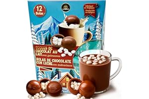 CIA&CO 12 Bolas de Chocolate Caliente Belga con Nubes · Pack XXL 12 Bombas Premium con Malvaviscos Nubes Marshmallows · Chocolate a la taza · Regalo Navideño · Facil de preparar solo con leche caliente