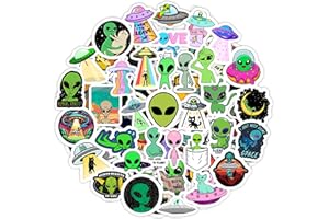 PADABAYKA Adesivi UFO e Alieni per Bottiglie d'Acqua e Laptop - Favors e Decorazioni a Tema Spazio - Ufo Stickers, Alien Stickers