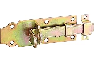 GAH-Alberts 116750 Catenaccio, diritto, con maniglia piatta e guida asta fissata, zincato giallo, piastra 100 x 44 mm, Acciaio