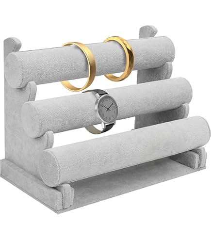 Porte-Bijoux 3 Rangs Avec Barres - Support Pour Bracelets, Montres, Colliers - Blanc - SONGMICS