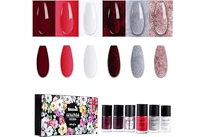 BIOGYN 6 Flaconi da 8ml, Smalto ad Asciugatura Rapida, Colore Intenso, Brillantezza Assoluta, Lunga tenuta, Estensione Rapida, Nutriente, non Tossica, Basso Odore, DIY (Rosso Veneziano)