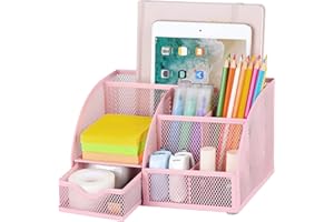 POPRUN Organizer na biurko dla dzieci, uchwyt na długopisy, odpowiedni do szkoły i biura, różowy