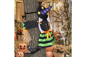 TIMIYOU Decorazioni per Streghe di Halloween, Halloween Decorazioni Strega Che Si Schianta Addobbi Esterno Streghe Volanti Sull'albero per Halloween per Autunnale Cortile Patio Portico Decorazione per Albero