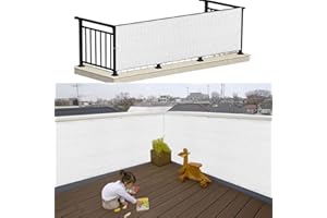 SUNLIMEI Balcon Privacidad 75 x 200 cm Protección de Privacidad Jardín Protección de Privacidad con Cuerda para Balcón Exterior de Jardín Terraza, Blanco