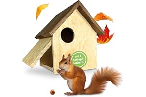 GARTENETAGE Eichhörnchen Kobel wetterfest/Robustes XL Eichhörnchen Haus zum Aufhängen/Eichhörnchen Nistkasten aus robustem Holz/Eichhörnchenhaus