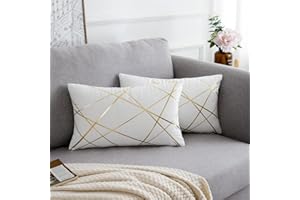 DECORMOMMT Fundas Cojines 30x50 Cm Terciopelo Suave Cojín Decorativo Geométrico Juego de Cama Rectángulo Cubierta de Almohada Moderna para Invierno Sala de Estar Dormitorio Sofá Almohadilla Lumbar Blanco